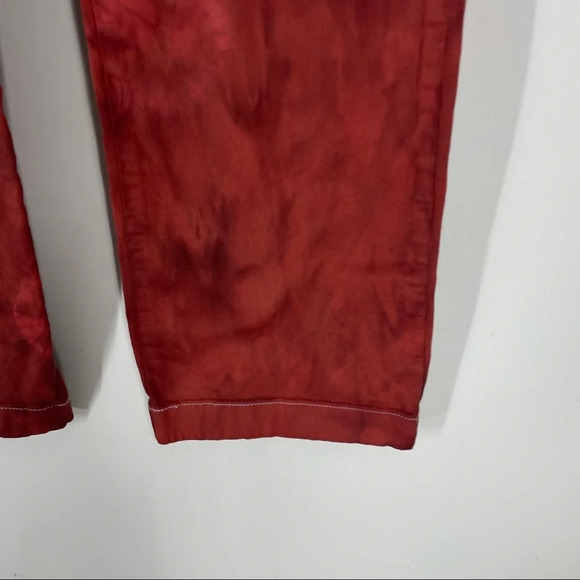 Garnet Hill ice dyed tie dyed red pants chinos 6 - Picture 6 of 6